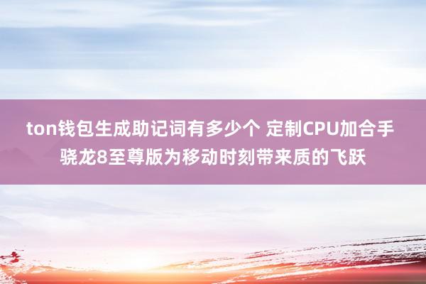 ton钱包生成助记词有多少个 定制CPU加合手 骁龙8至尊版为移动时刻带来质的飞跃